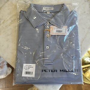 Peter Millar navy & white striped polo NWT size medium